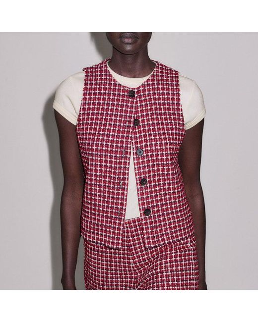 ME+EM Red Button Through Sleeveless Top