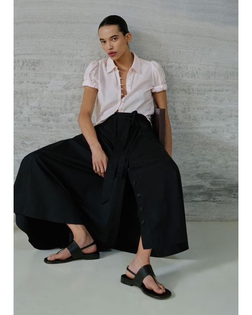 ME+EM Black Cotton A Line Maxi Skirt + Belt