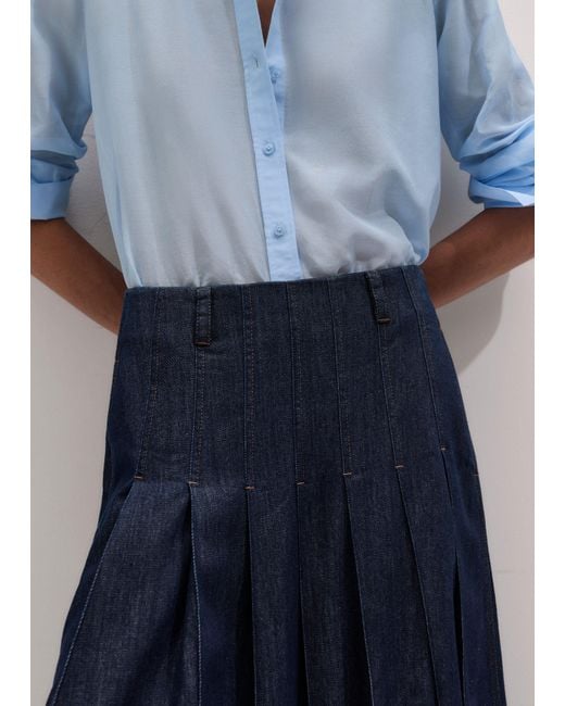 ME+EM Blue Multi Pleat Skirt Wash