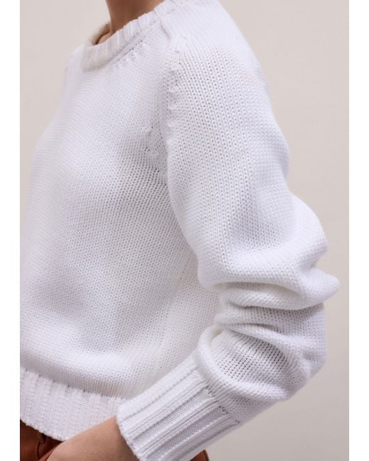 ME+EM White Chunky Cotton Straight Crop Jumper