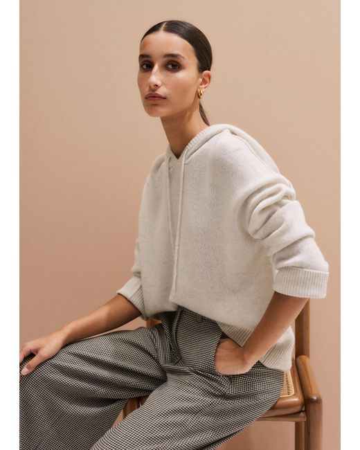 ME+EM Multicolor Luxe Cashmere Curved Hem Hoody Dark Charcoal