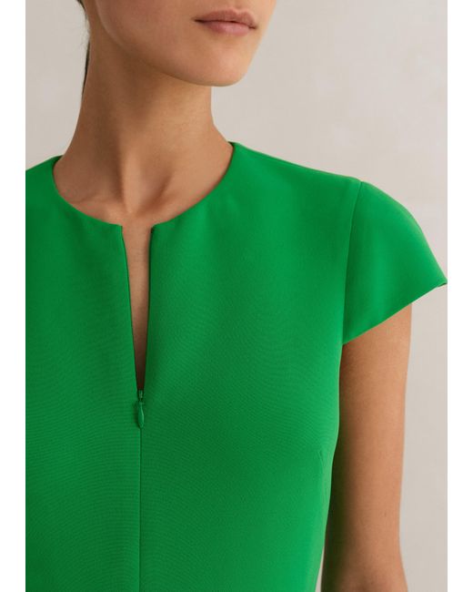 ME+EM Green Fluid Crepe Volant Statement Maxi Dress