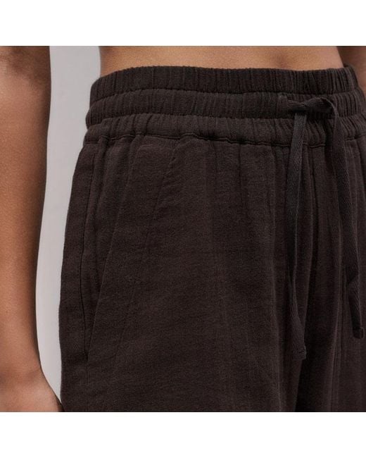ME+EM Black Cheesecloth Drawstring Hem Trouser