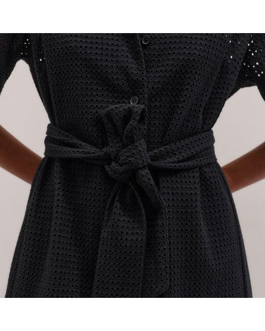ME+EM Blue Broderie Anglaise Short Shirt Dress With Belt + Slip
