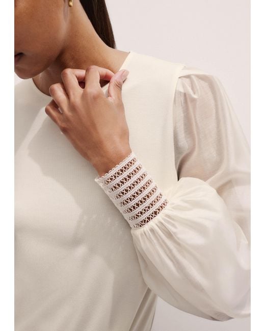 ME+EM Brown Feature Cuff Layering Blouse