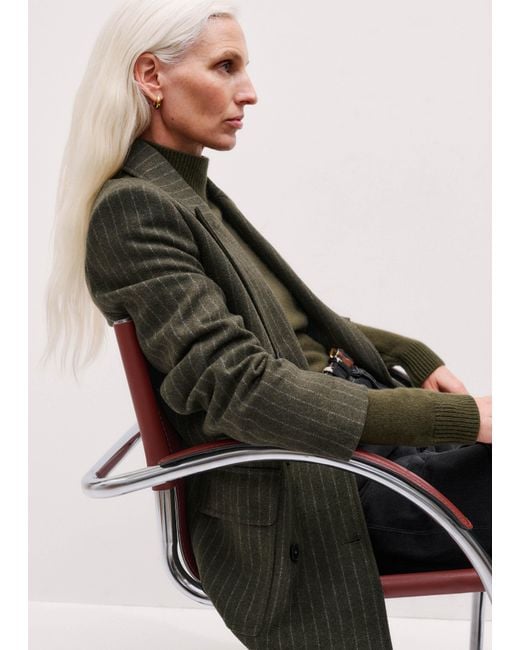 ME+EM Green Town To Country Relaxed Pinstripe Blazer