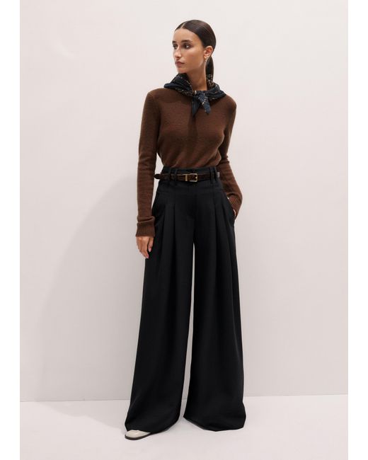 ME+EM Black Ultra Wide Pleat Front Trouser