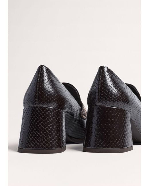 ME+EM Black Block Heel Loafer Tan-Chocolate