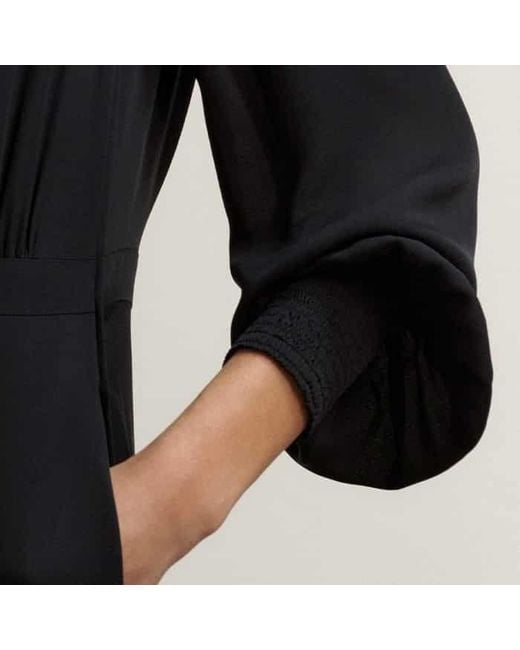 ME+EM Black Silk Statement V-Neck Maxi Dress + Belt