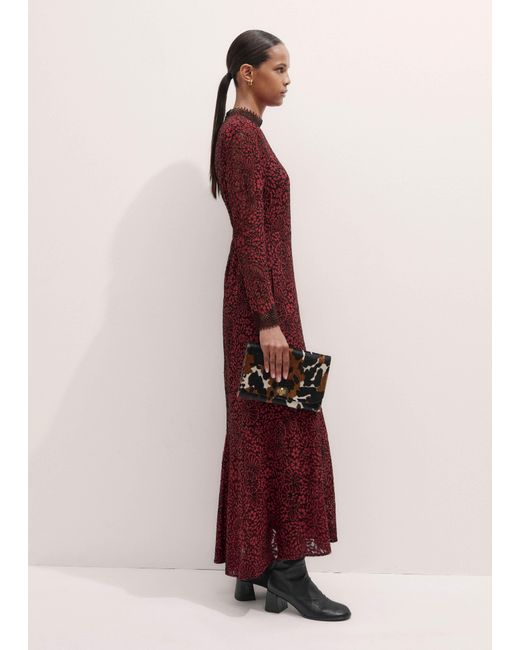 ME+EM Red Two-Tone Lace Maxi Dress