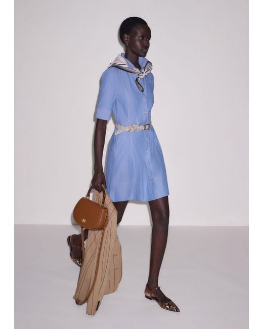 ME+EM Blue Cotton Chambray Mini Shirt Dress + Belt
