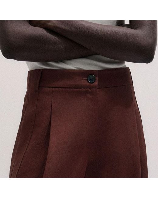 ME+EM Purple Exaggerated Tapered Pleat Trouser