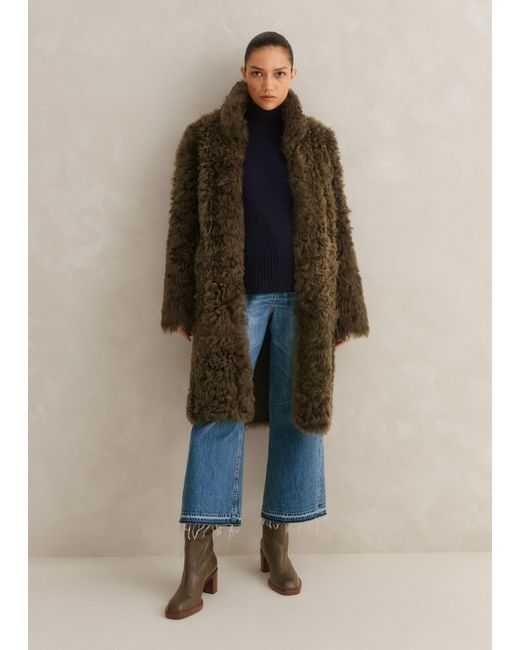 ME+EM Blue Statement Shearling Coat
