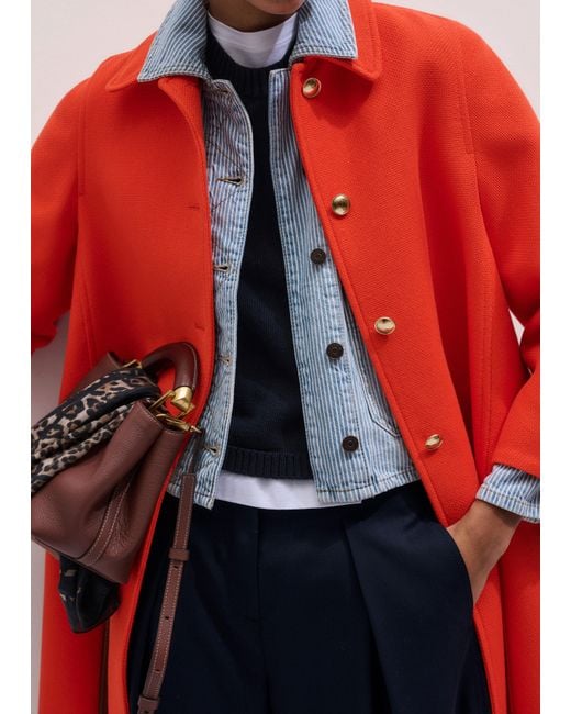ME+EM Orange Sculptural Sleeve Swing Coat