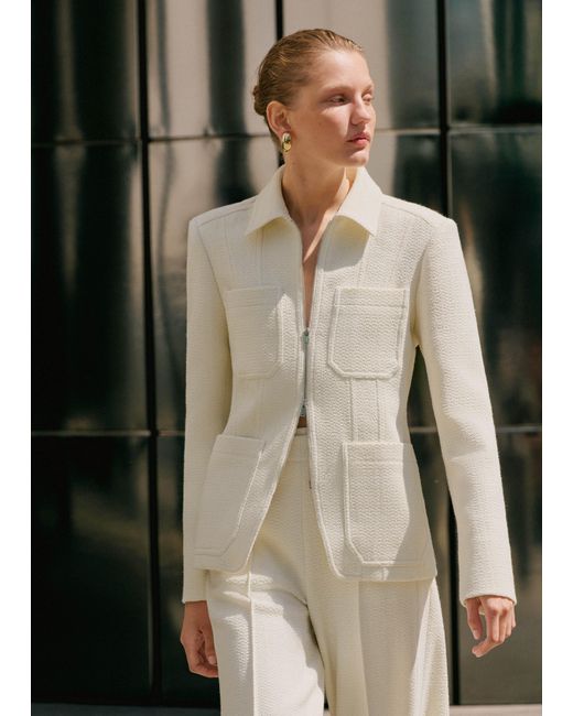 ME+EM Natural The Zip Front Contoured Layering Jacket
