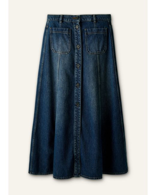 ME+EM Blue Panelled Denim Maxi Skirt