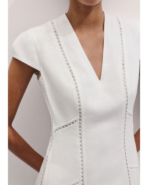 ME+EM White Crease-Less Embroidery Stitch Detail Maxi Dress