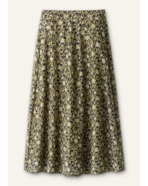 ME+EM White Silk Cotton Overgrown Floral Print Maxi Skirt-Multi