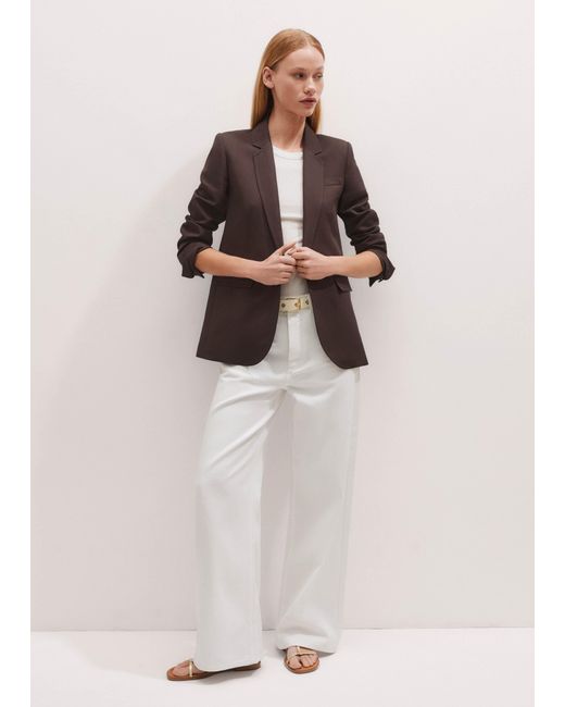 ME+EM Brown Sharp Shoulder Straight Blazer