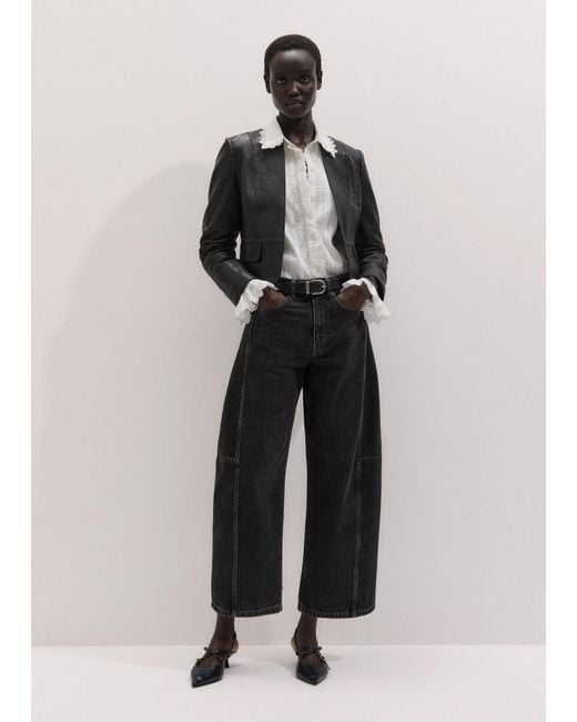 ME+EM Black Cropped Exaggerated Taper Jean