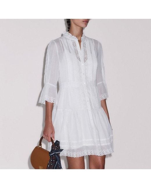 ME+EM White Cotton Voile Lace Trim Short Dress + Slip