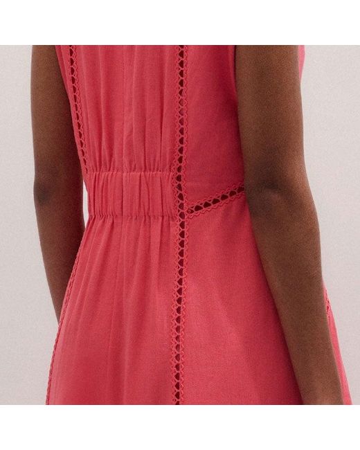 ME+EM Pink Crease-Less Embroidery Stitch Detail Maxi Dress