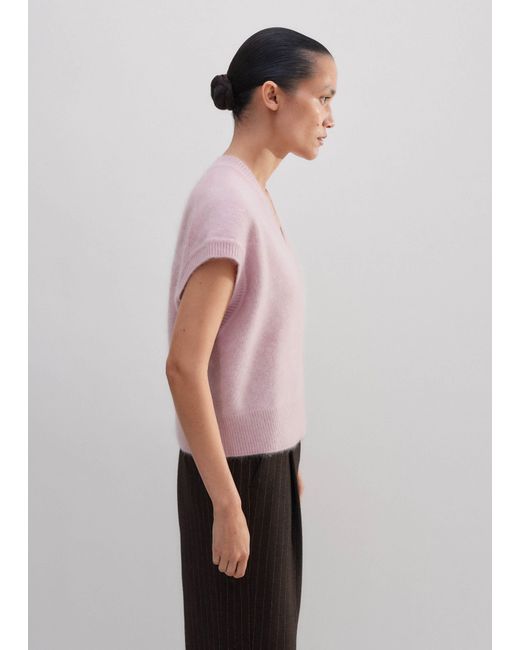 ME+EM Pink Brushed Cashmere V-Neck Vest