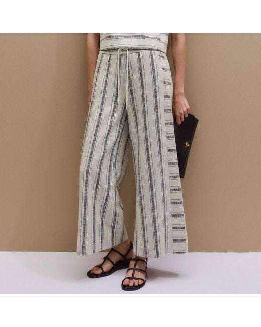 ME+EM Brown Textured Stripe Tee