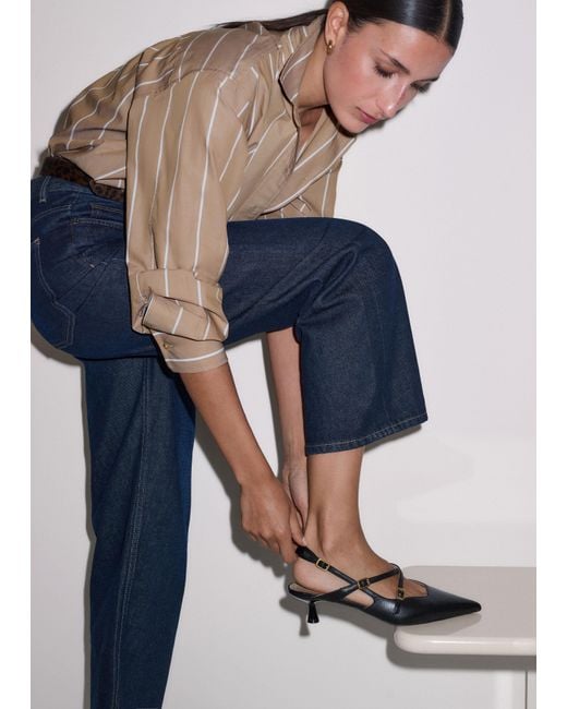 ME+EM White Pointy Multi Strap Kitten Heel