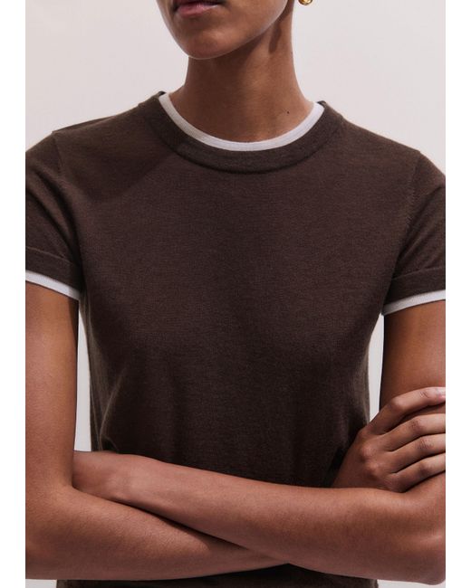 ME+EM Blue Barely There Contrast Trim Knit Baby Tee