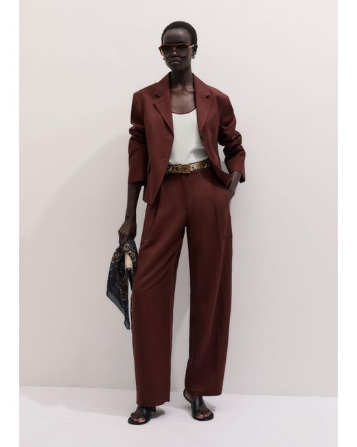 ME+EM Purple Exaggerated Tapered Pleat Trouser