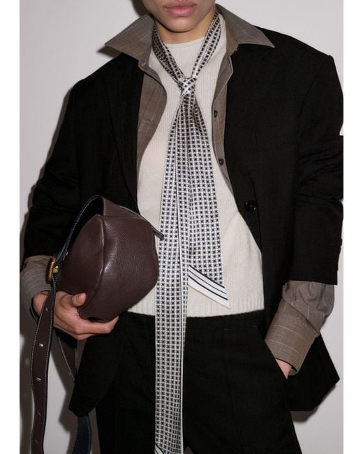 ME+EM White Tubular Squared Geo Print Scarf Cream