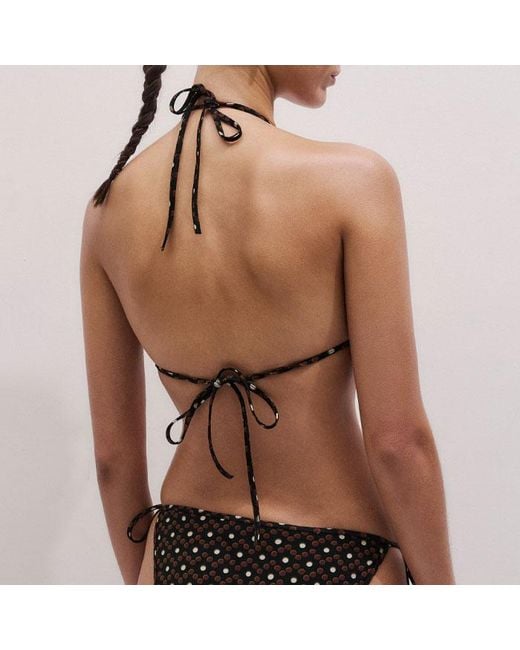 ME+EM Blue Printed Adjustable Triangle Bikini Top