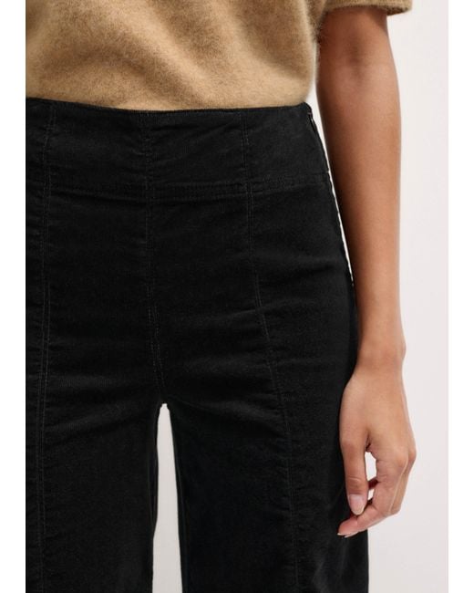 ME+EM Black Short-Length Velvet Cord Travel Palazzo Pant
