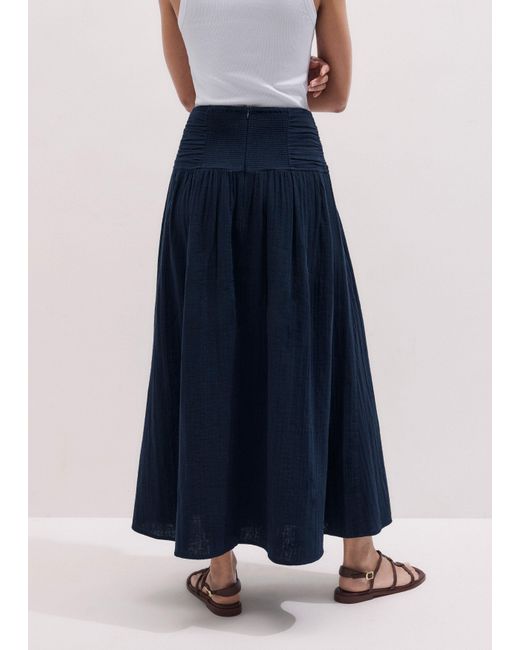 ME+EM Blue Cheesecloth Maxi Skirt
