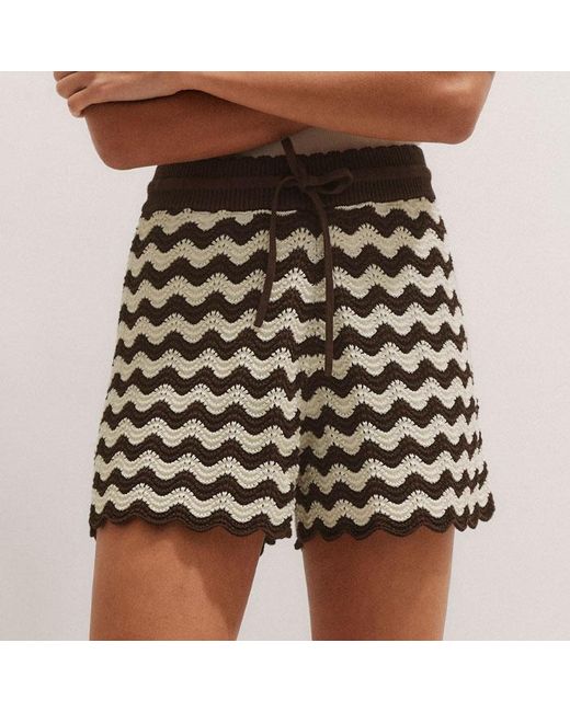 ME+EM Black Stripe Scallop Knit Swing Top