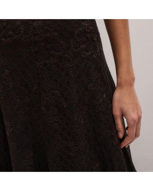 ME+EM Black Embroidered Tulle A-Line Maxi Skirt