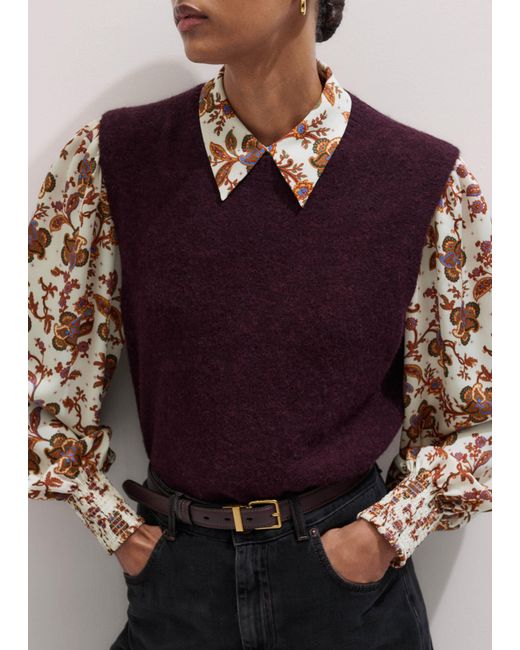 ME+EM Multicolor Silk Ornate Floral Paisley Print Blouse