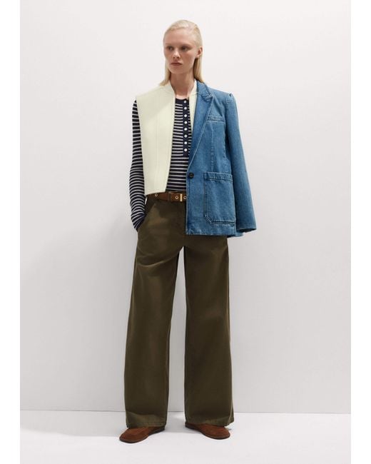 ME+EM Green Relaxed Casual Boyfriend Pant