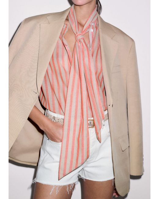 ME+EM Pink Stripe Blouse + Tie