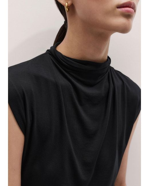 ME+EM Blue Sleeveless Drape Top