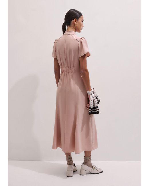 ME+EM Pink Contrast Stitch Midi Dress