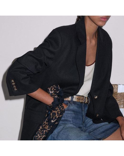 ME+EM Blue Crease-Less Linen Deconstructed Lightweight Summer Blazer