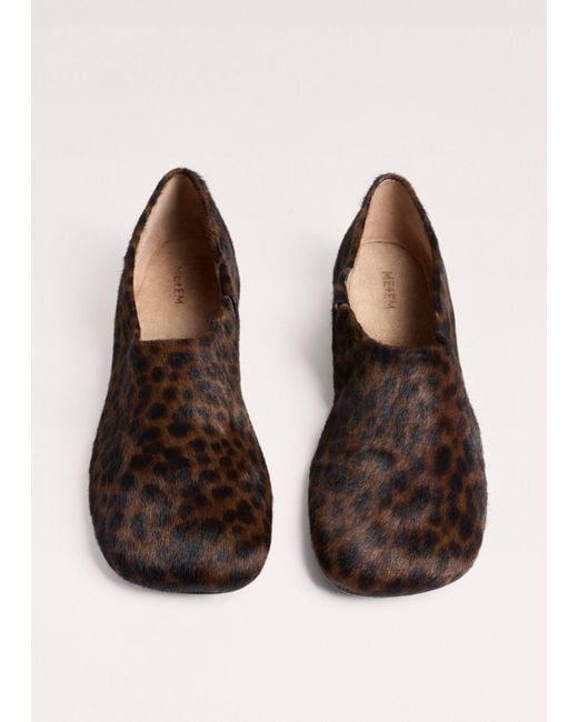 ME+EM Brown Animal Print Asymmetric Slipper Dark Chocolate