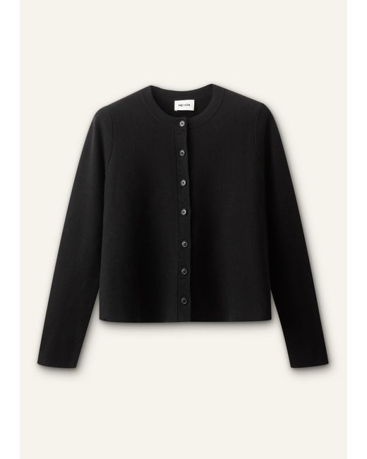 ME+EM Black Wool Stretch Button Through Swing Cardigan