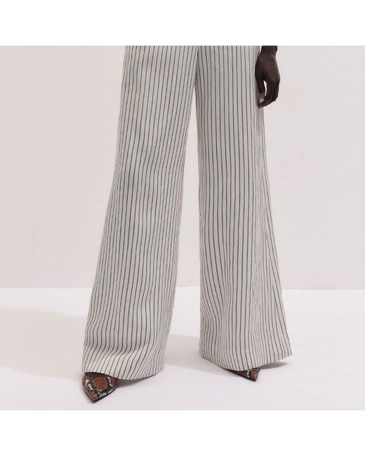 ME+EM Gray High Waist Wide-Leg Trouser Ivory-Cinnamon