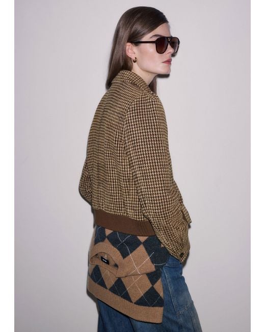 ME+EM Blue Super Soft Houndstooth Bomber