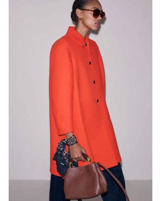 ME+EM Orange Sculptural Sleeve Swing Coat