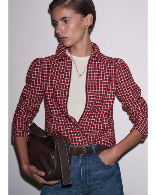 ME+EM Red Zip-Through Top