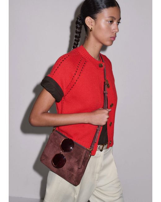 ME+EM Red Chunky Cotton Button-Through Knit Tee